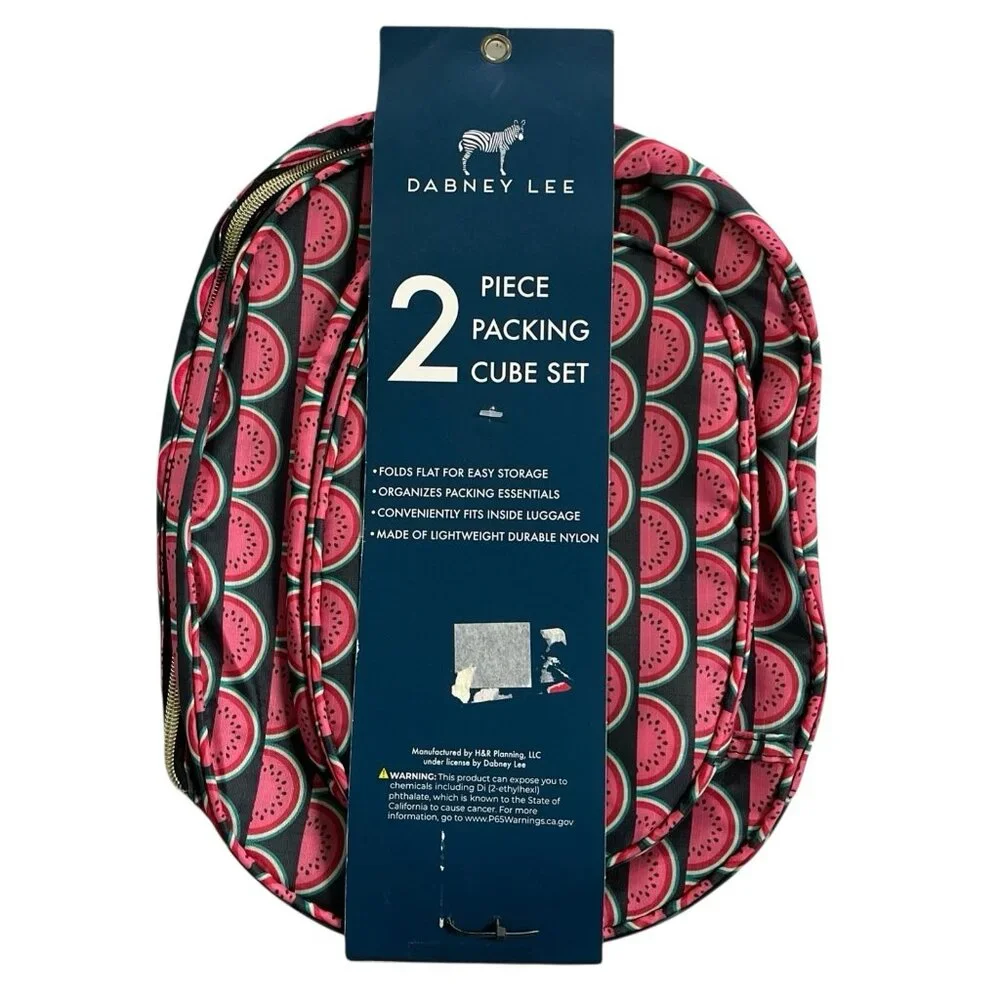 Dabney Lee Packing Cube Set Of‎ 2 Red Watermelon Zipper Pouch Travel Vacation